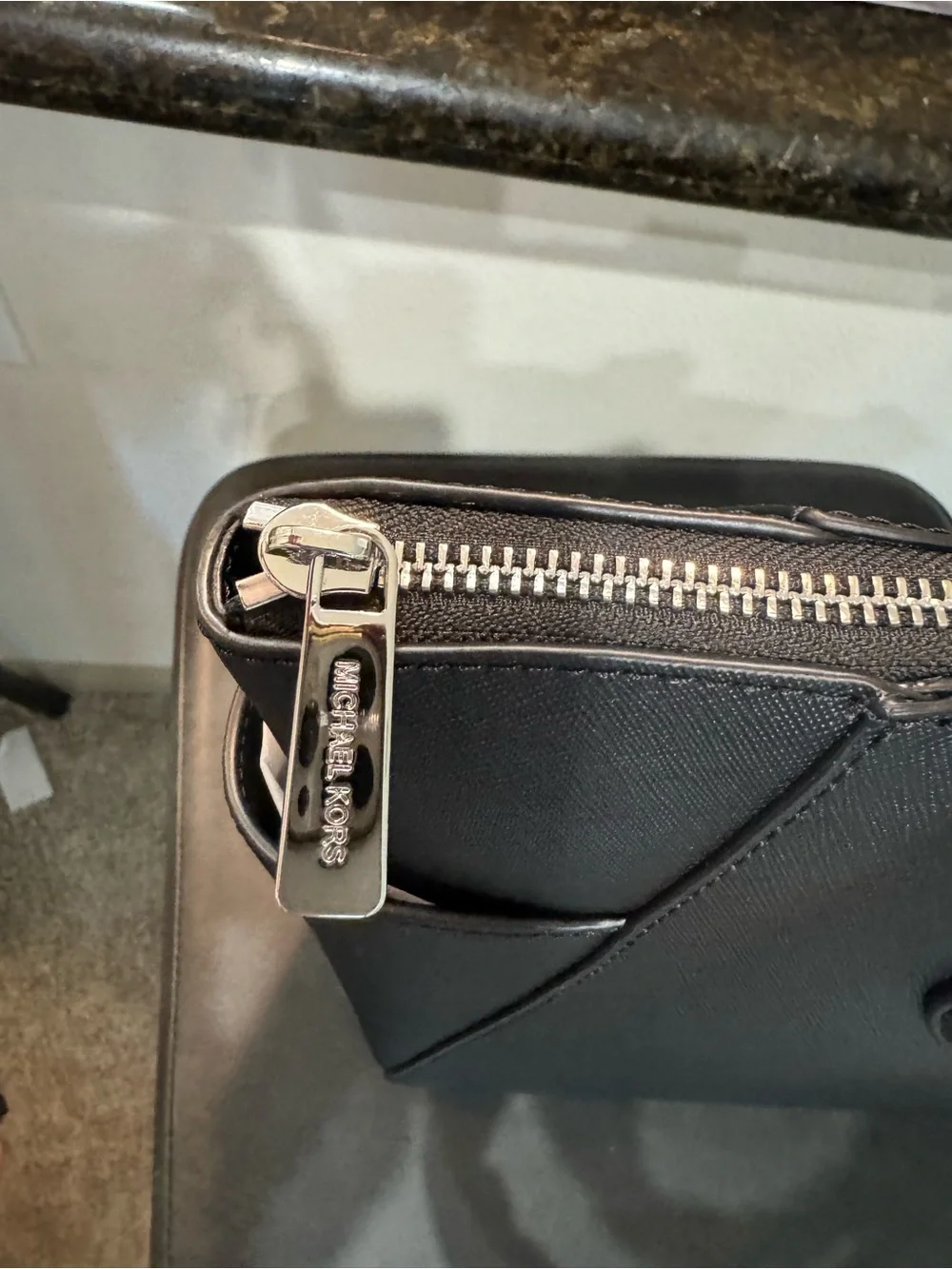 Michael Kors Black Saffiano Leather Tote with MK Charm